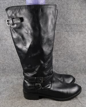 Soda Shoes Big Kid 4 Riding Boots Black Knee High Tall Round Toe Buckle Side Zip